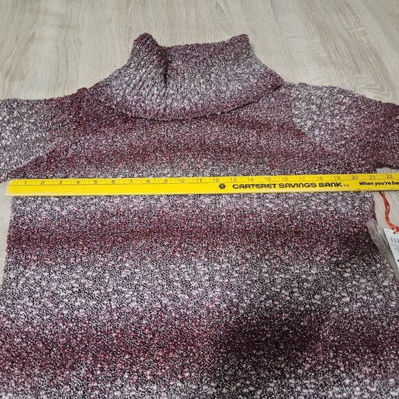 Elle Size L Womens Turtlwneck Tunic Sweater Beet Red Nubby Knit New - Picture 5 of 8
